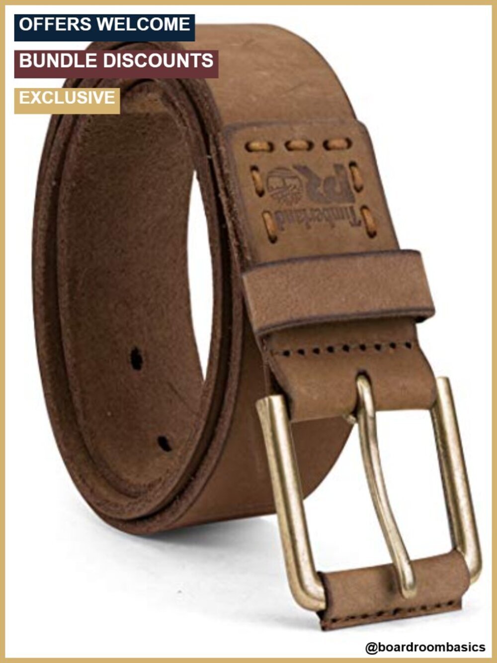 Genuine Leather Men's Work Belt with Roller Buckle